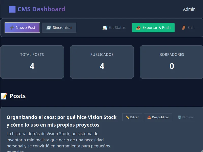Post Generator Backend - CMS personalizado para gestión de contenido empresarial